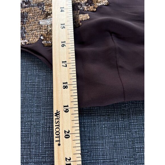 NEW Lauren Ralph Lauren 10 V-neck Spangle Sequins Blouse Tank Top Brown Lined - Picture 5 of 9